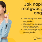 Kobieta wskazująca napis: jak napisać list motywacyjny po angielsku?